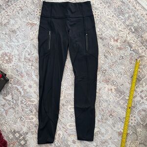 Athleta Rainier Black Zippered Pocket Compression Leggings